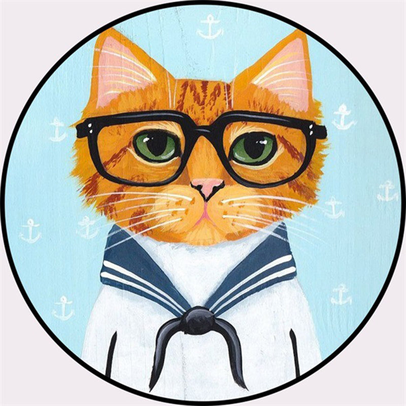 Creative Colorful Cartoon Rug Synthetics Portrait of Animal Man Pattern Carpet Anti-Slip Washable Pet Friendly Rug for Room Blue-White Clearhalo 'Area Rug' 'Rug' 2105974