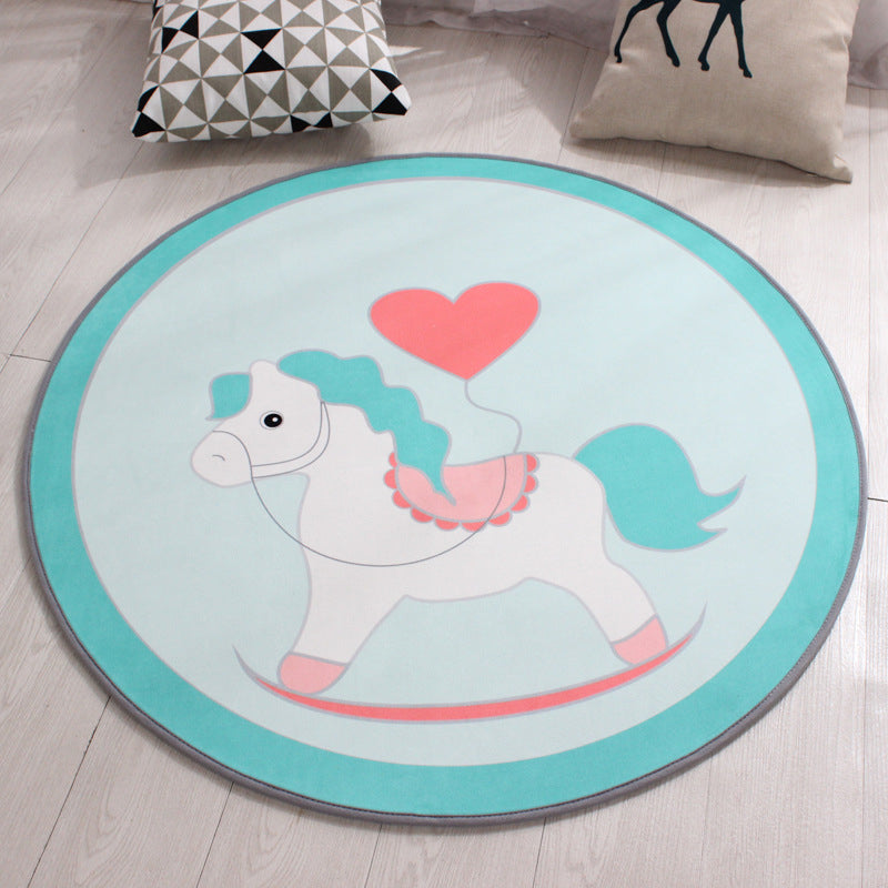 Childrens Art Animal Rug Multi Color Polypropylene Carpet Washable Pet Friendly Anti-Slip Rug for Kids Bedroom Lake Blue Clearhalo 'Area Rug' 'Rug' 2105976