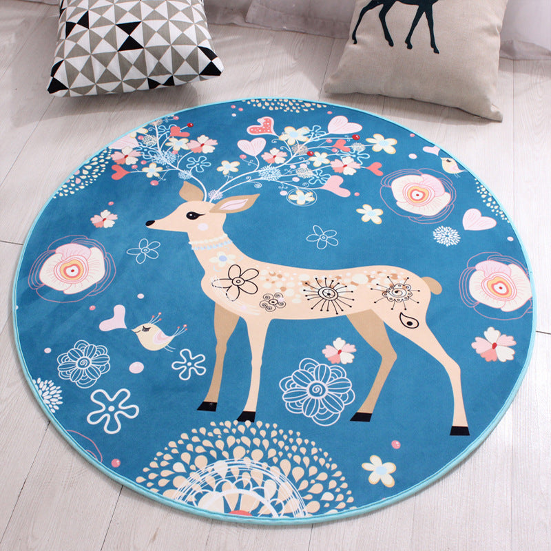 Childrens Art Animal Rug Multi Color Polypropylene Carpet Washable Pet Friendly Anti-Slip Rug for Kids Bedroom Blue Clearhalo 'Area Rug' 'Rug' 2105980