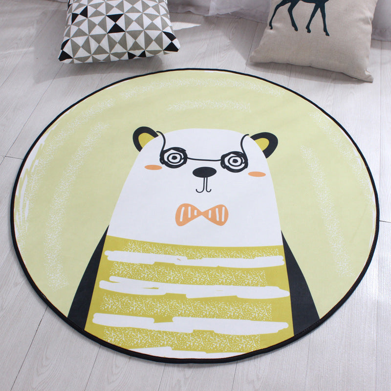 Childrens Art Animal Rug Multi Color Polypropylene Carpet Washable Pet Friendly Anti-Slip Rug for Kids Bedroom Yellow Clearhalo 'Area Rug' 'Rug' 2105984