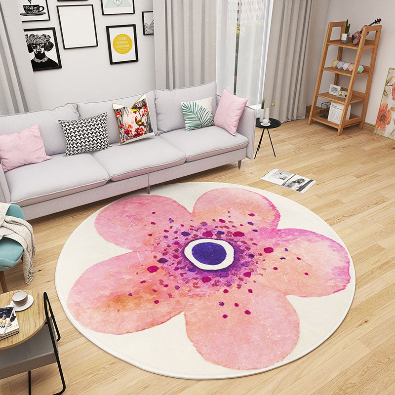 Multi Colored Bedroom Foot Rug Kids Floral Rug Cotton Machine Wash Pet Friendly Area Carpet Orange Pink Clearhalo 'Area Rug' 'Rug' 2105995