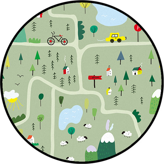 Multicolored Adventure Map Rug Synthetics Cartoon Carpet Anti-Slip Backing Stain Resistant Machine Washable Area Rug for Kids Room Clearhalo 'Area Rug' 'Rug' 2106000