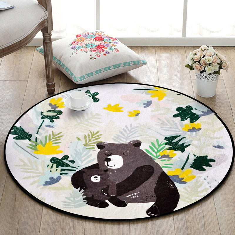 Pretty Kids Rug Multi Color Animal and Botanics Pattern Rug Pet Friendly Washable Anti-Slip Area Rug for Playroom Grey Clearhalo 'Area Rug' 'Rug' 2106028