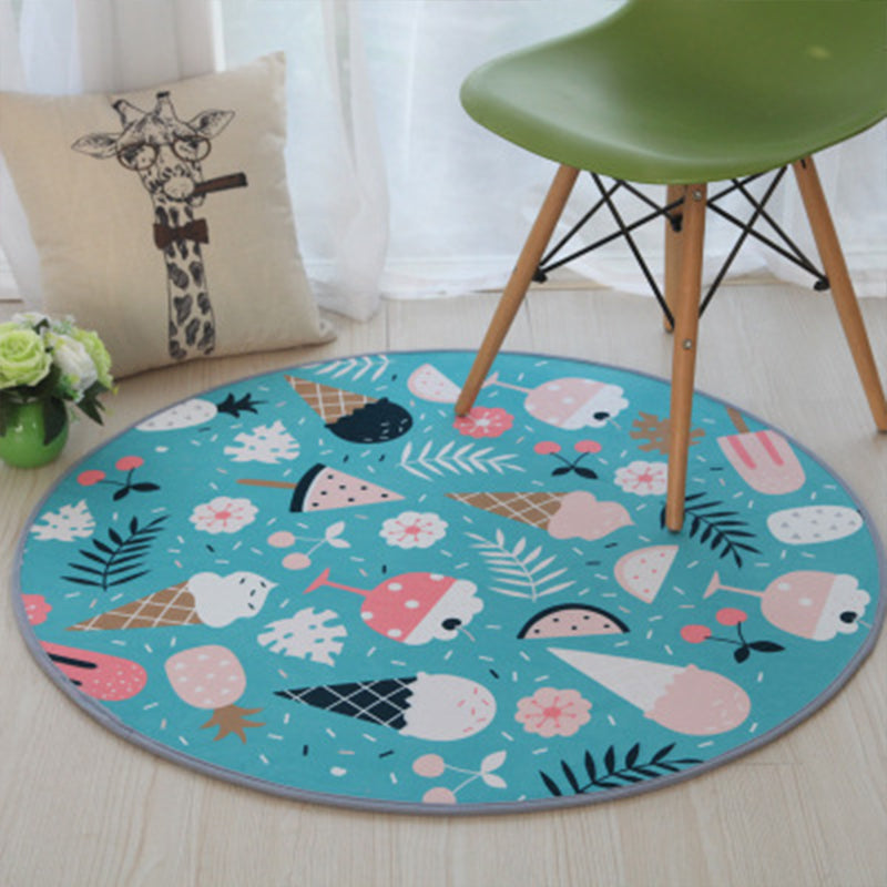 Multicolor Princess Rug Polypropylene Digital Printing Carpet Anti-Slip Backing Washable Pet Friendly Rug for Home Decoration Sky Blue Clearhalo 'Area Rug' 'Rug' 2106054