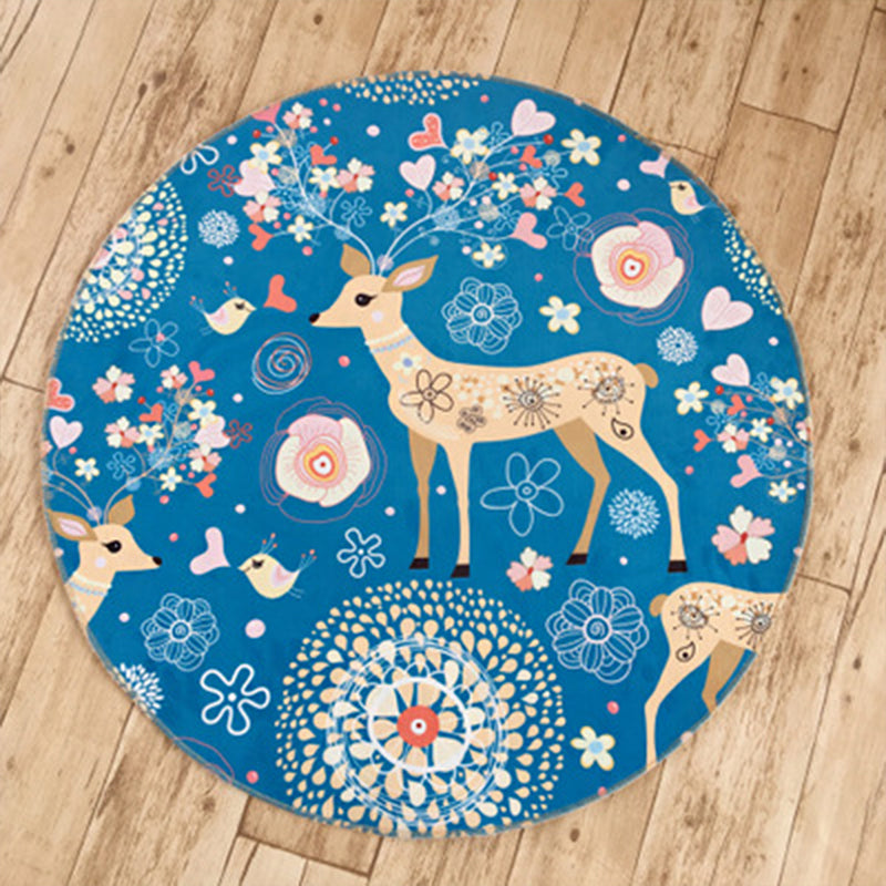 Multicolor Princess Rug Polypropylene Digital Printing Carpet Anti-Slip Backing Washable Pet Friendly Rug for Home Decoration Denim Blue Clearhalo 'Area Rug' 'Rug' 2106055