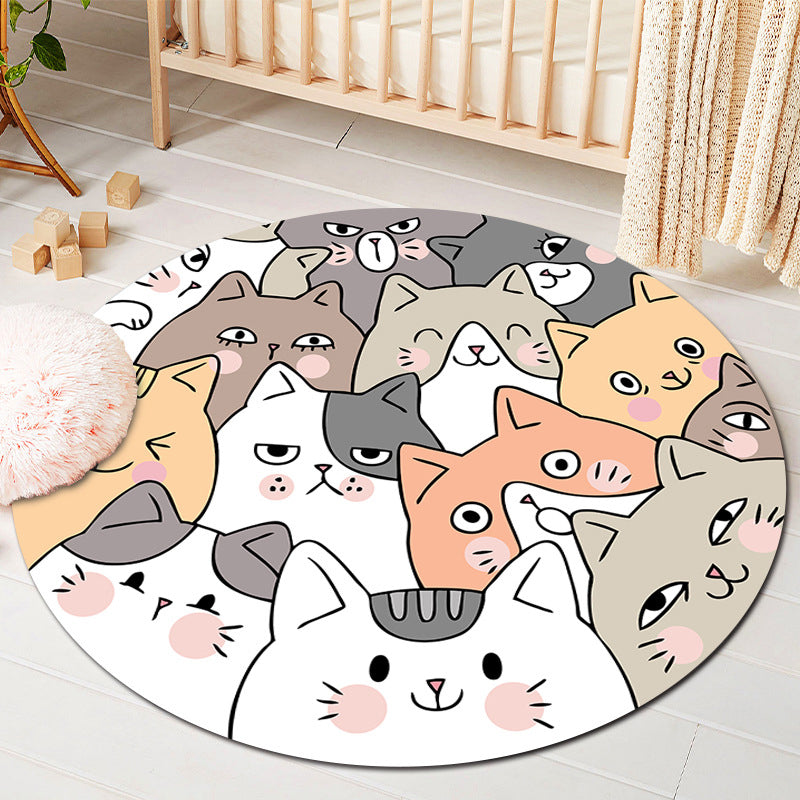 Kids Style Baby Room Rug Multi Color Comics Animal Area Carpet Synthetics Stain Resistant Washable Anti-Slip Rug White-Gray Clearhalo 'Area Rug' 'Rug' 2106065