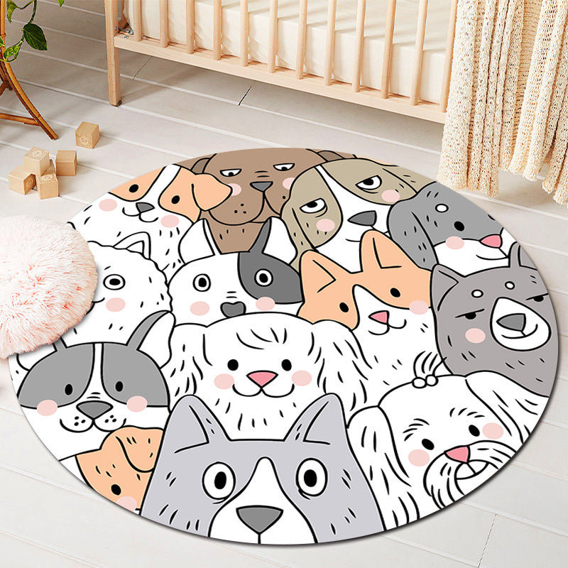 Kids Style Baby Room Rug Multi Color Comics Animal Area Carpet Synthetics Stain Resistant Washable Anti-Slip Rug Orange-White Clearhalo 'Area Rug' 'Rug' 2106070