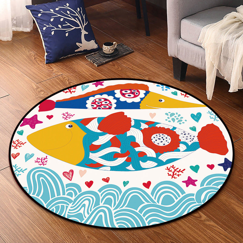 Cartoon Nursery Area Rug Multi Colored Polypropylene Rug Pet Friendly Non-Slip Washable Carpet Blue Clearhalo 'Area Rug' 'Rug' 2106102