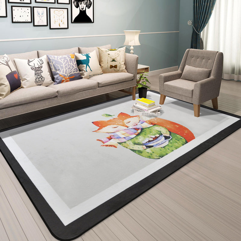 Cartoon Animal Gentleman Rug Multicolor Polypropylene Carpet Washable Pet Friendly Anti-Slip Backing Rug for Living Room Green Clearhalo 'Area Rug' 'Rug' 2106158