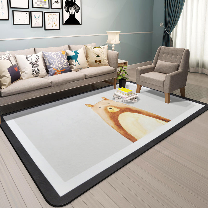 Cartoon Animal Gentleman Rug Multicolor Polypropylene Carpet Washable Pet Friendly Anti-Slip Backing Rug for Living Room Brown Clearhalo 'Area Rug' 'Rug' 2106166