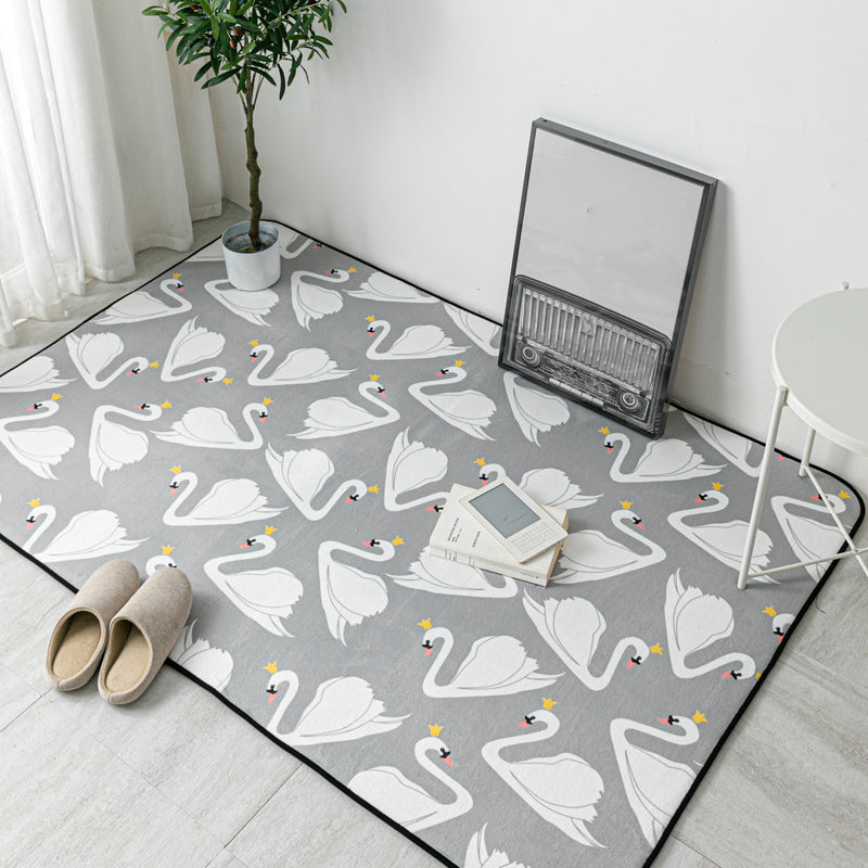 Multi Colored Geometric Rug Polyester Cartoon Area Rug Pet Friendly Anti-Slip Stain Resistant Carpet for Kids Bedroom Light Gray Clearhalo 'Area Rug' 'Rug' 2106171