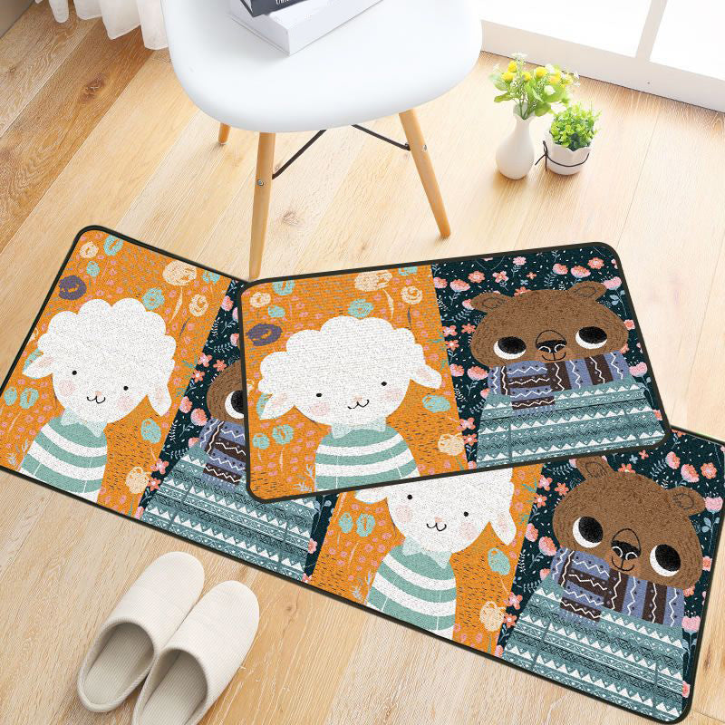 Childlike Animal Pattern Rug Multi Color Cartoon Rug Synthetics Non-Slip Machine Washable Stain Resistant Carpet for Nursery Orange-Black Clearhalo 'Area Rug' 'Rug' 2106180