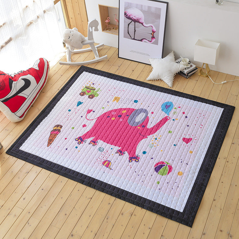 Chic Cartoon Quilted Rug Multicolor Wild Animal Area Carpet Stain Resistant Non-Slip Washable Rug for Kids Bedroom Pink 4'9" x 6'5" Clearhalo 'Area Rug' 'Rug' 2106184