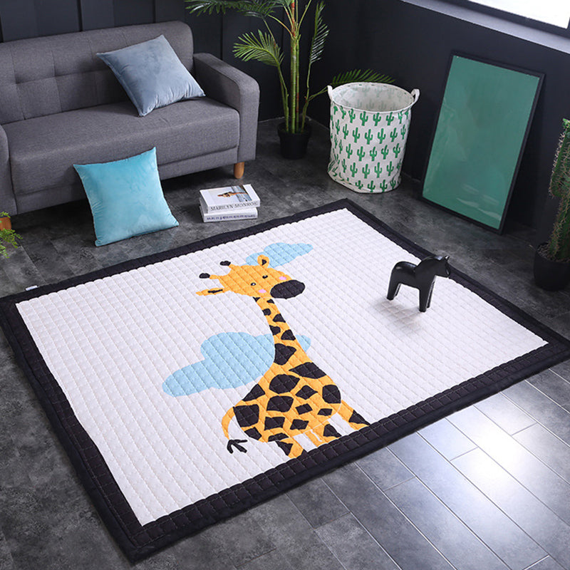 Chic Cartoon Quilted Rug Multicolor Wild Animal Area Carpet Stain Resistant Non-Slip Washable Rug for Kids Bedroom Yellow 4'9" x 6'5" Clearhalo 'Area Rug' 'Rug' 2106187