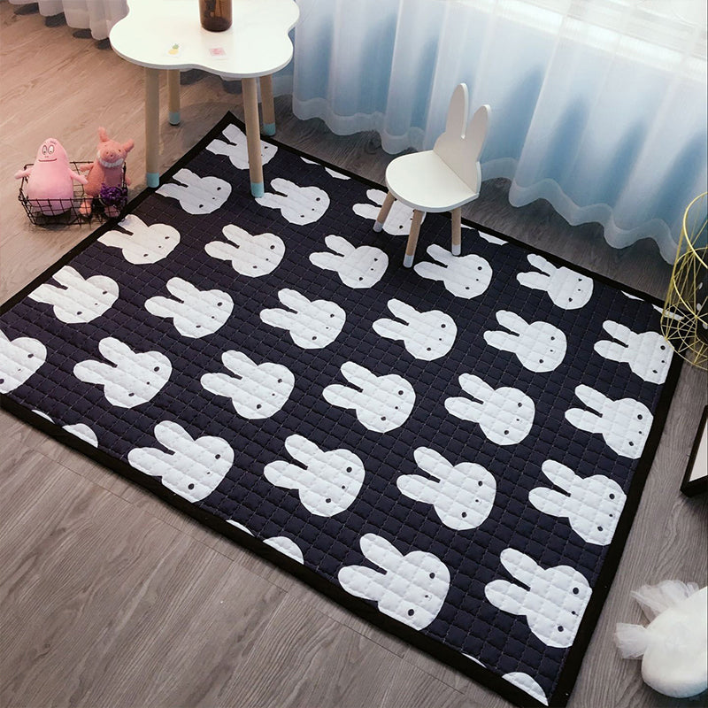 Chic Cartoon Quilted Rug Multicolor Wild Animal Area Carpet Stain Resistant Non-Slip Washable Rug for Kids Bedroom Black-White 4'9" x 6'5" Clearhalo 'Area Rug' 'Rug' 2106193