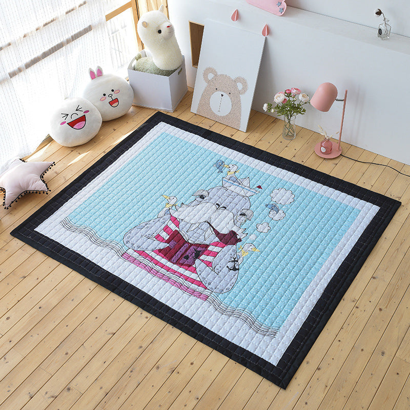 Chic Cartoon Quilted Rug Multicolor Wild Animal Area Carpet Stain Resistant Non-Slip Washable Rug for Kids Bedroom Light Blue 4'9" x 6'5" Clearhalo 'Area Rug' 'Rug' 2106194