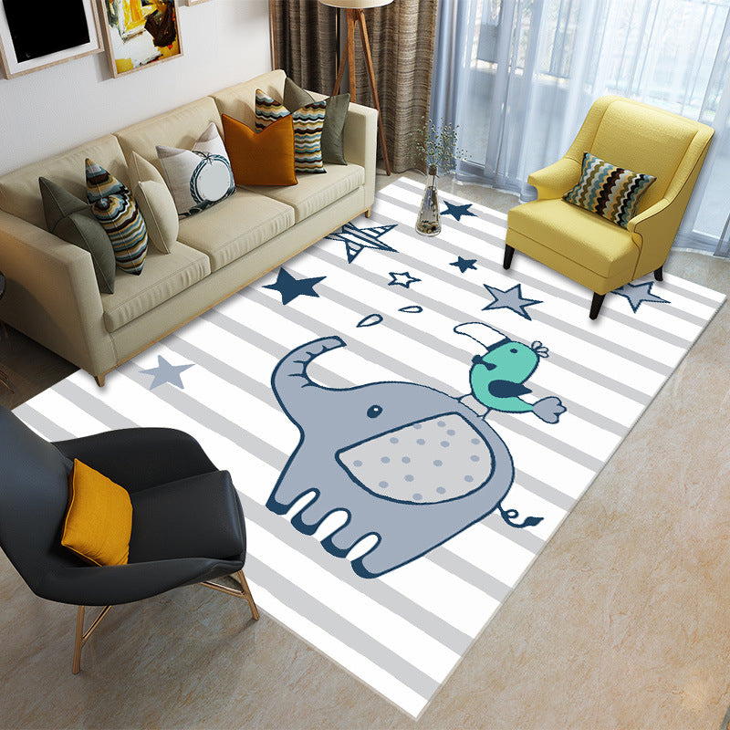 Childly Multi Colored Cartoon Rug Polypropylene Animal Print Rug Non-Slip Stain Resistant Pet Friendly Carpet for Baby Room Grey Clearhalo 'Area Rug' 'Rug' 2106197