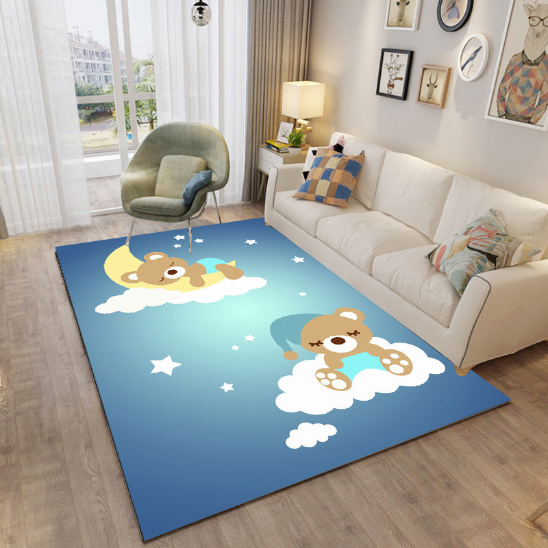 Childly Multi Colored Cartoon Rug Polypropylene Animal Print Rug Non-Slip Stain Resistant Pet Friendly Carpet for Baby Room Blue Clearhalo 'Area Rug' 'Rug' 2106200