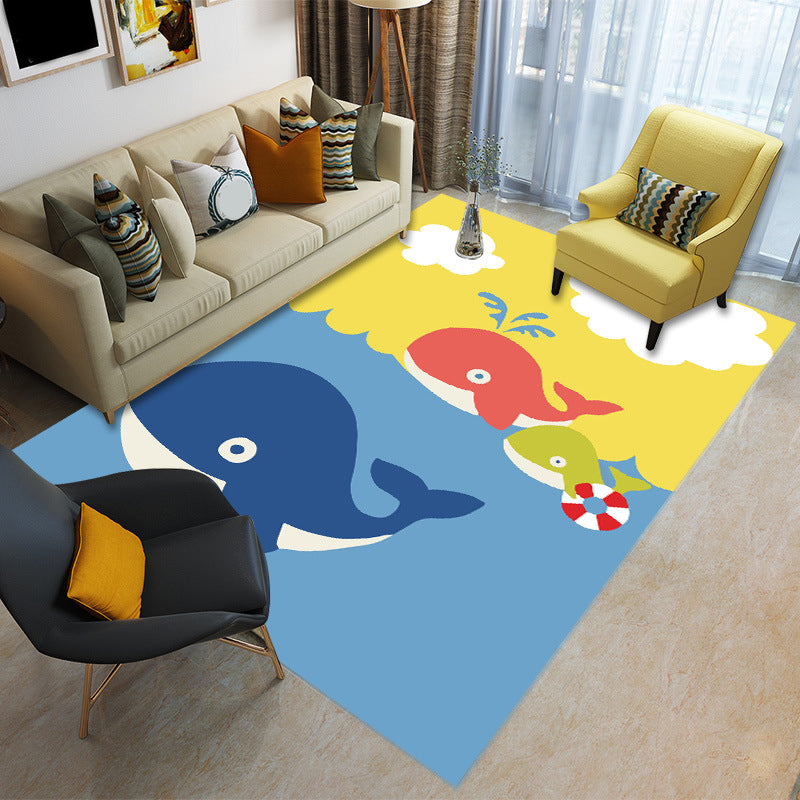 Childly Multi Colored Cartoon Rug Polypropylene Animal Print Rug Non-Slip Stain Resistant Pet Friendly Carpet for Baby Room Yellow Clearhalo 'Area Rug' 'Rug' 2106201