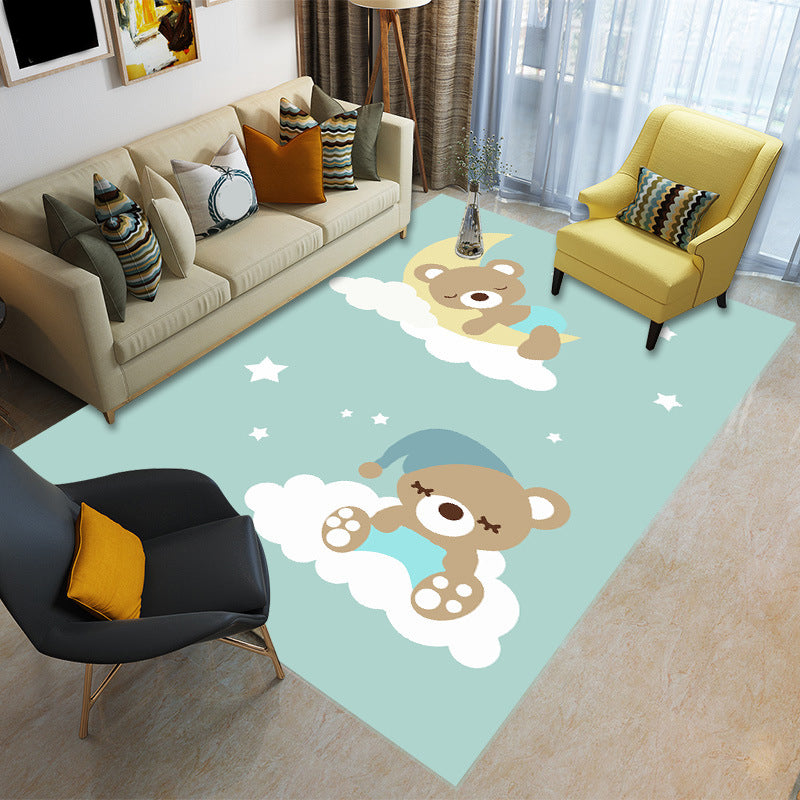 Childly Multi Colored Cartoon Rug Polypropylene Animal Print Rug Non-Slip Stain Resistant Pet Friendly Carpet for Baby Room Light Green Clearhalo 'Area Rug' 'Rug' 2106203