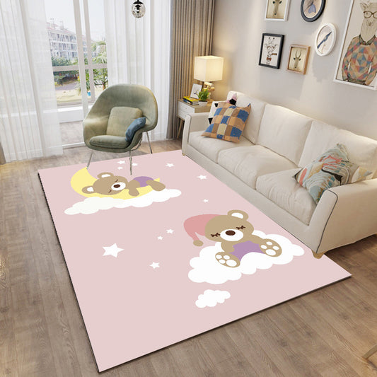 Childly Multi Colored Cartoon Rug Polypropylene Animal Print Rug Non-Slip Stain Resistant Pet Friendly Carpet for Baby Room Pink Clearhalo 'Area Rug' 'Rug' 2106204