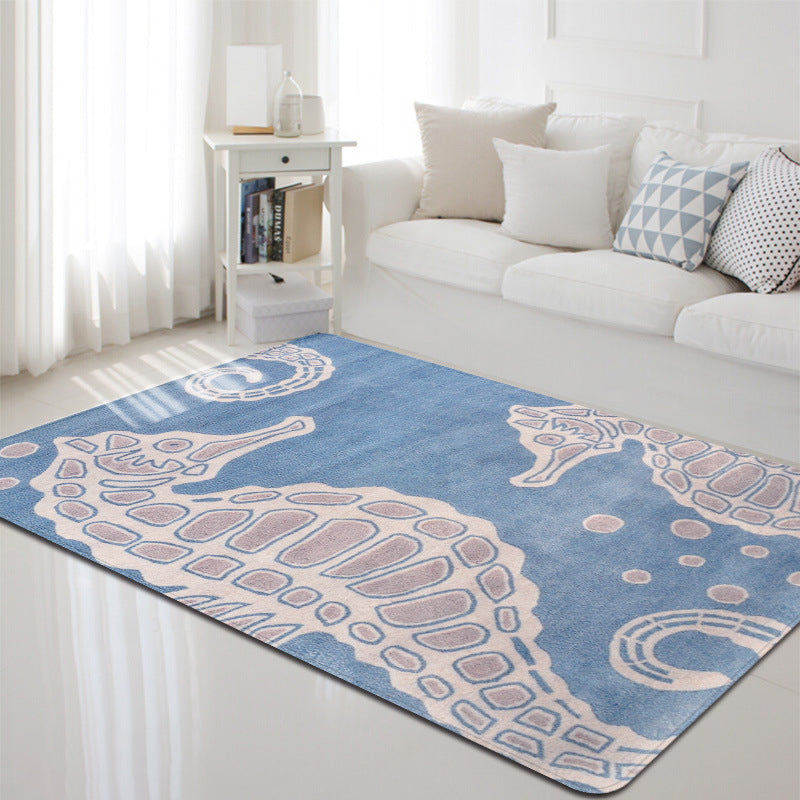 Multi-Color Marine Life Rug Polyester Nordic Area Rug Washable Pet Friendly Anti-Slip Carpet for Living Room Blue-Purple Clearhalo 'Area Rug' 'Rug' 2106206