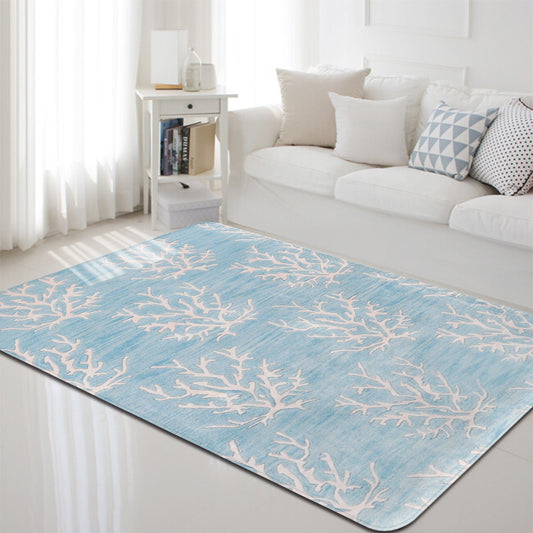 Multi-Color Marine Life Rug Polyester Nordic Area Rug Washable Pet Friendly Anti-Slip Carpet for Living Room Blue Clearhalo 'Area Rug' 'Rug' 2106208