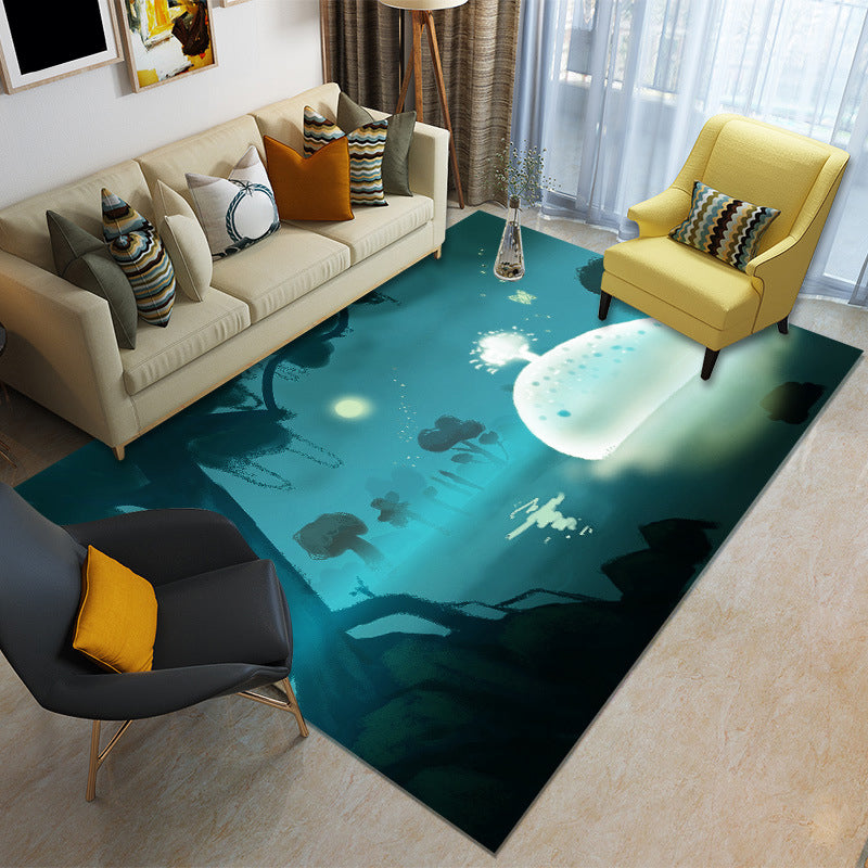 Unique 3D Underwater World Rug Multi Colored Kids Rug Polypropylene Pet Friendly Stain Resistant Anti-Slip Carpet for Nursery Lake Green Clearhalo 'Area Rug' 'Rug' 2106218