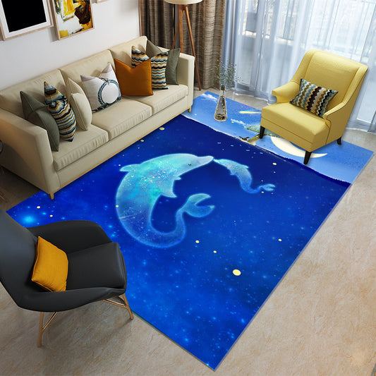 Unique 3D Underwater World Rug Multi Colored Kids Rug Polypropylene Pet Friendly Stain Resistant Anti-Slip Carpet for Nursery Royal Blue Clearhalo 'Area Rug' 'Rug' 2106219