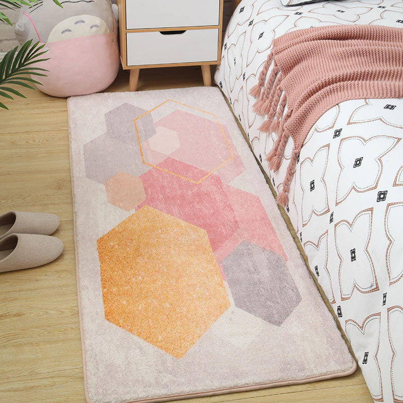 Pastel Multi Colored Scandinavian Rug Cotton Animal Rug Machine Wash Carpet for Girls Room Yellow Clearhalo 'Area Rug' 'Rug' 2106235