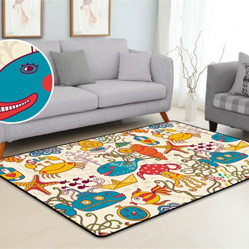 Kawaii Childrens Art Rug Multi Color Animal Print Carpet Pet Friendly Stain Resistant Non-Slip Rug for Home Decoration Lake Blue Clearhalo 'Area Rug' 'Rug' 2106260