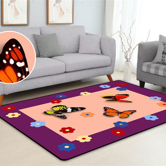 Kawaii Childrens Art Rug Multi Color Animal Print Carpet Pet Friendly Stain Resistant Non-Slip Rug for Home Decoration Purple-Red Clearhalo 'Area Rug' 'Rug' 2106261