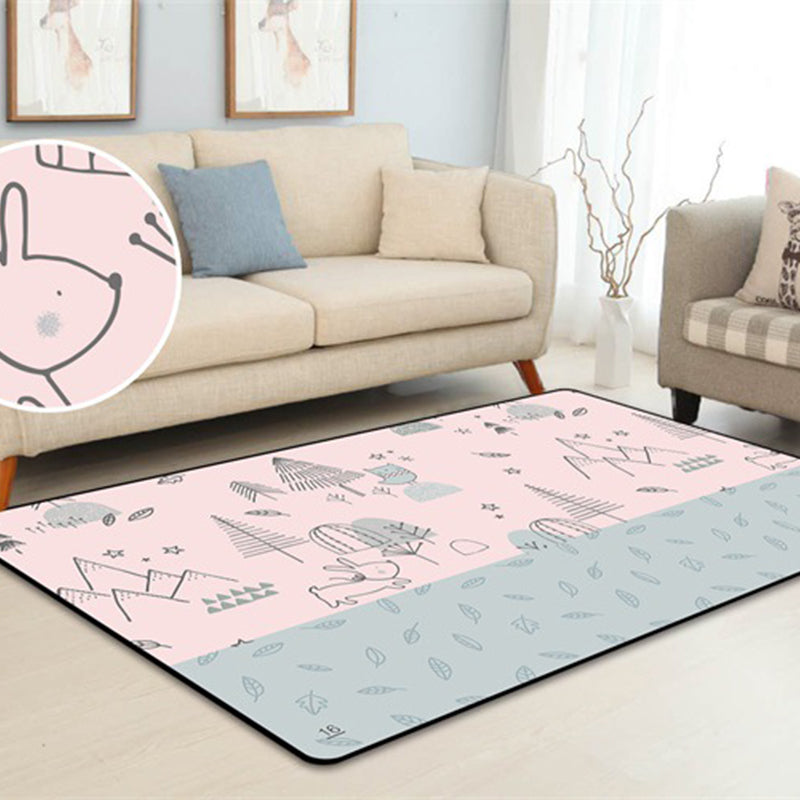Kawaii Childrens Art Rug Multi Color Animal Print Carpet Pet Friendly Stain Resistant Non-Slip Rug for Home Decoration Grey Clearhalo 'Area Rug' 'Rug' 2106262