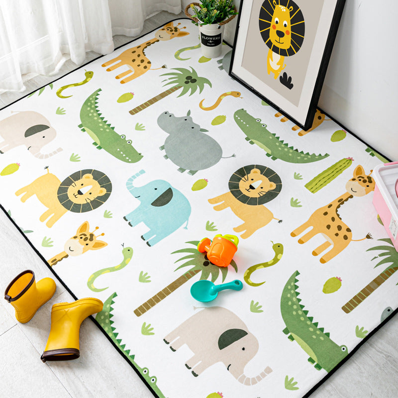 Multi-Color Kids Bedroom Rug Cartoon Animal Indoor Rug Synthetics Washable Anti-Slip Pet Friendly Carpet Green Clearhalo 'Area Rug' 'Rug' 2106273