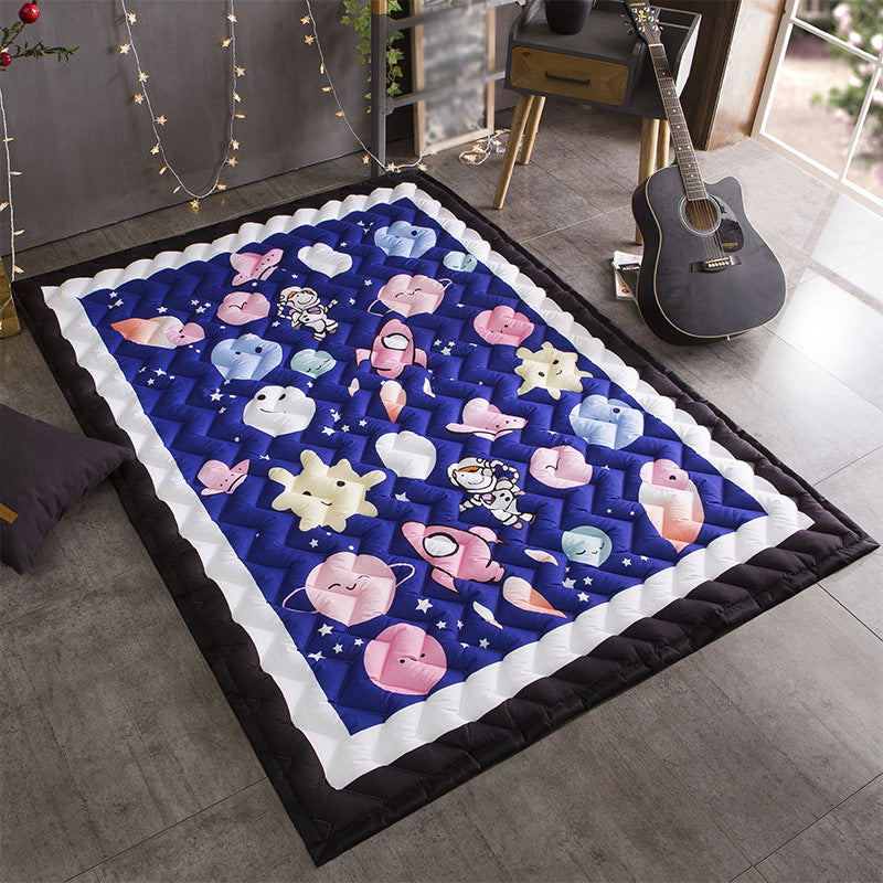 Cartoon Girls Room Rug Multi Colored Animal Print Chevron-Quilt Rug Polypropylene 21078423 Carpet Dark Blue 4'9" x 6'5" Clearhalo 'Area Rug' 'Rug' 2106280