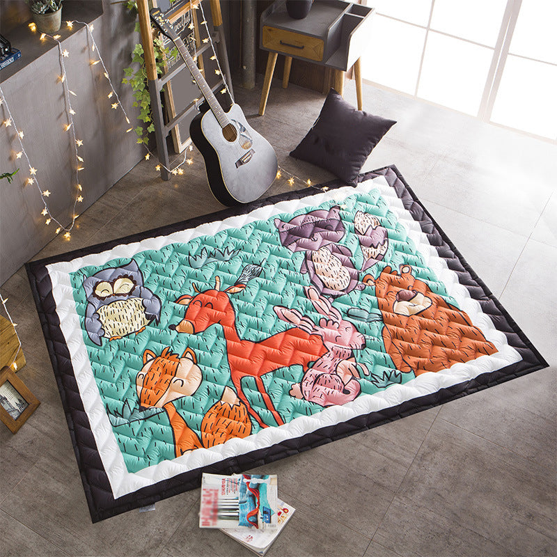 Cartoon Girls Room Rug Multi Colored Animal Print Chevron-Quilt Rug Polypropylene 21078423 Carpet Green 4'9" x 6'5" Clearhalo 'Area Rug' 'Rug' 2106281