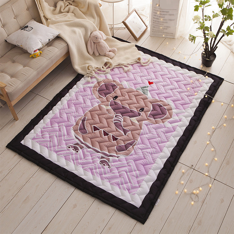 Cartoon Girls Room Rug Multi Colored Animal Print Chevron-Quilt Rug Polypropylene 21078423 Carpet Purple-Pink 4'9" x 6'5" Clearhalo 'Area Rug' 'Rug' 2106282