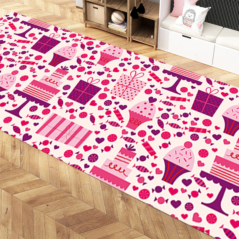 Girlish Patterned Rug Multicolor Kids Rug Polyester Anti-Slip Backing Stain Resistant Washable Area Rug for Bedroom Pink Clearhalo 'Area Rug' 'Rug' 2106289