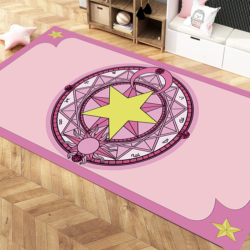 Girlish Patterned Rug Multicolor Kids Rug Polyester Anti-Slip Backing Stain Resistant Washable Area Rug for Bedroom Purple-Pink Clearhalo 'Area Rug' 'Rug' 2106290