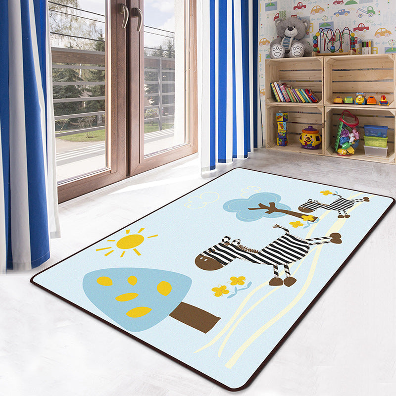 Multicolor Kids Playroom Rug Cartoon Digital Print Rug Polyester Anti-Slip Pet Friendly Stain Resistant Area Rug Blue Clearhalo 'Area Rug' 'Rug' 2106332