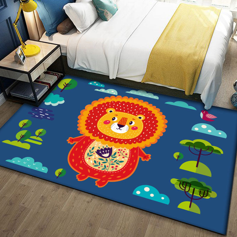 Multi-Colored Cartoon Area Rug Polyester Educational Pattern Rug Pet Friendly Stain Resistant Anti-Slip Carpet for Child Bedroom Blue Clearhalo 'Area Rug' 'Rug' 2106348