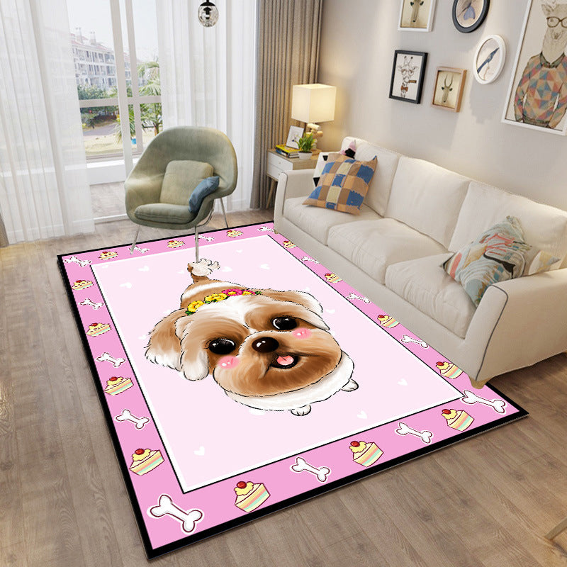 Childhood Multi-Color Cartoon Rug Polypropylene Animal Carpet Non-Slip Backing Stain Resistant Washable Rug for Baby Room Pink Clearhalo 'Area Rug' 'Rug' 2106366