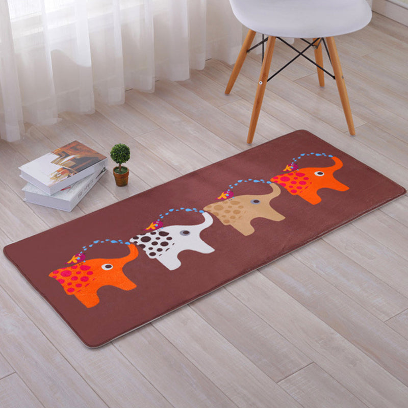 Lovely Multicolor Animal Patterned Rug Synthetics Kids Carpet Washable Stain Resistant Non-Slip Rug for Bedroom Dark Coffee 1'8" x 3'11" Clearhalo 'Area Rug' 'Rug' 2106370