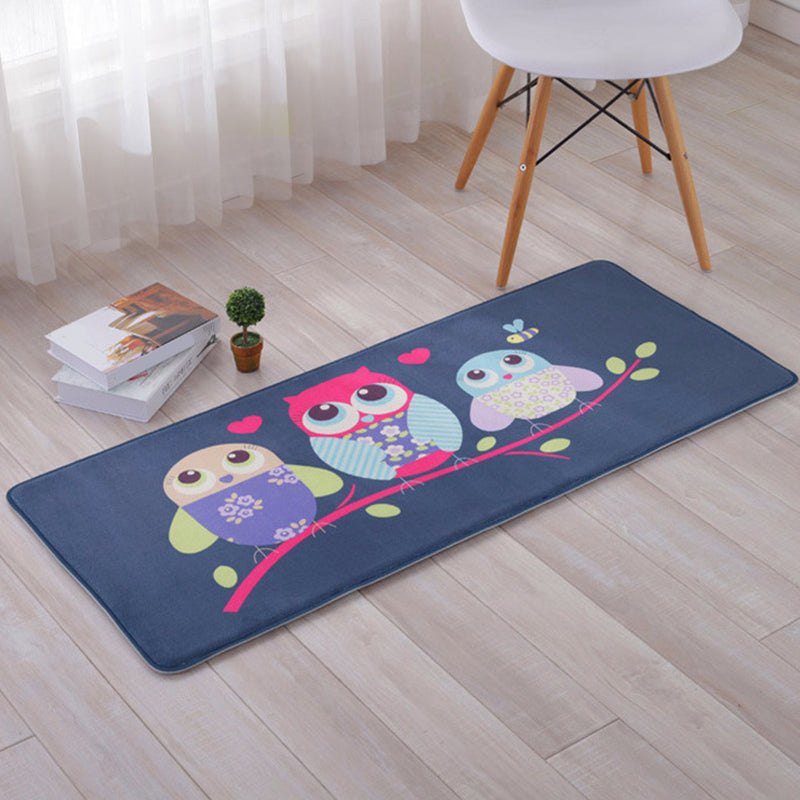 Lovely Multicolor Animal Patterned Rug Synthetics Kids Carpet Washable Stain Resistant Non-Slip Rug for Bedroom Dark Navy 1'8" x 3'11" Clearhalo 'Area Rug' 'Rug' 2106372