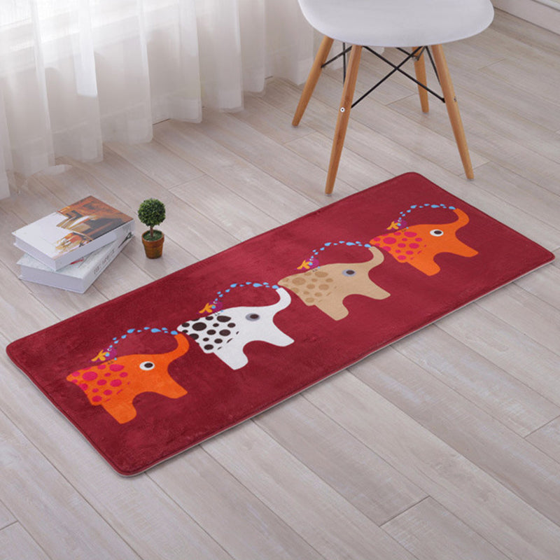 Lovely Multicolor Animal Patterned Rug Synthetics Kids Carpet Washable Stain Resistant Non-Slip Rug for Bedroom Red 1'8" x 3'11" Clearhalo 'Area Rug' 'Rug' 2106374