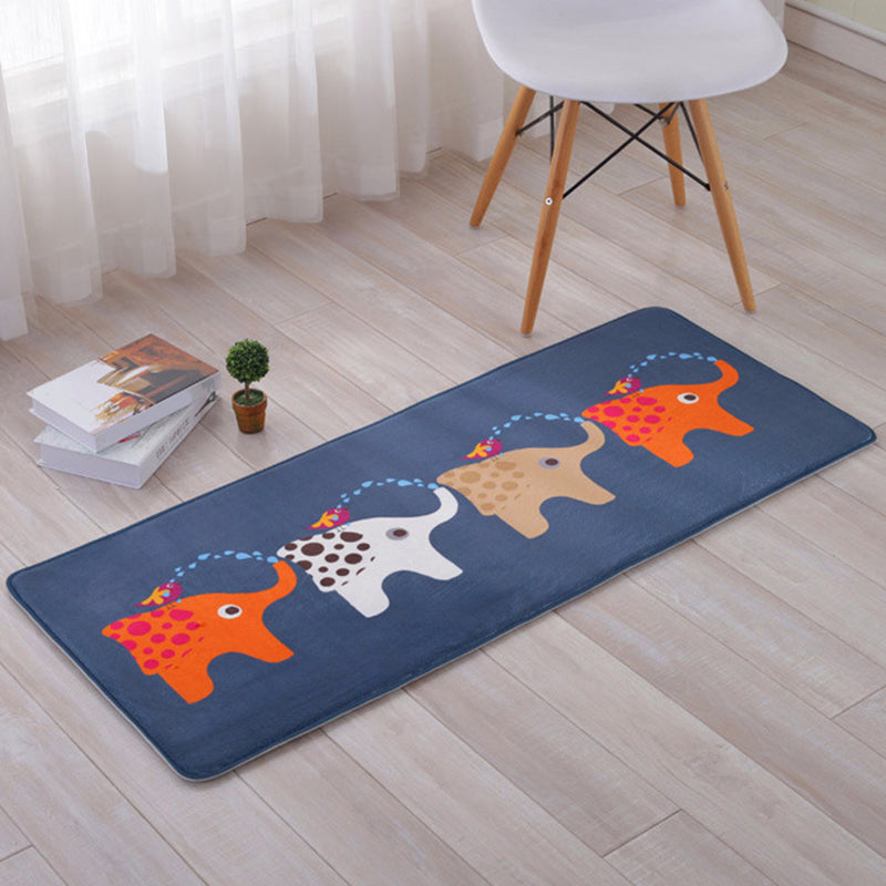 Lovely Multicolor Animal Patterned Rug Synthetics Kids Carpet Washable Stain Resistant Non-Slip Rug for Bedroom Navy 1'8" x 3'11" Clearhalo 'Area Rug' 'Rug' 2106375