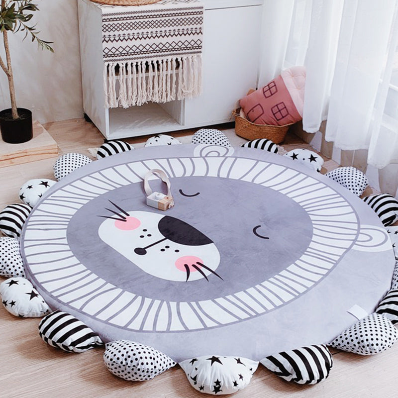 Floral Multi Colored Cartoon Rug Polyester Animal Patterned Rug Washable Stain Resistant Anti-Slip Backing Rug for Baby Room Clearhalo 'Area Rug' 'Rug' 2106403