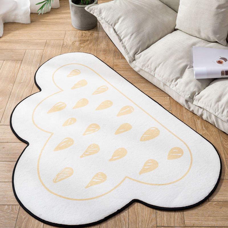 Novelty Kids Area Rug Multi Color Raindrop Cloud-Shaped Rug Anti-Slip Backing Washable Pet Friendly Carpet for Bedroom Yellow Clearhalo 'Area Rug' 'Rug' 2106421