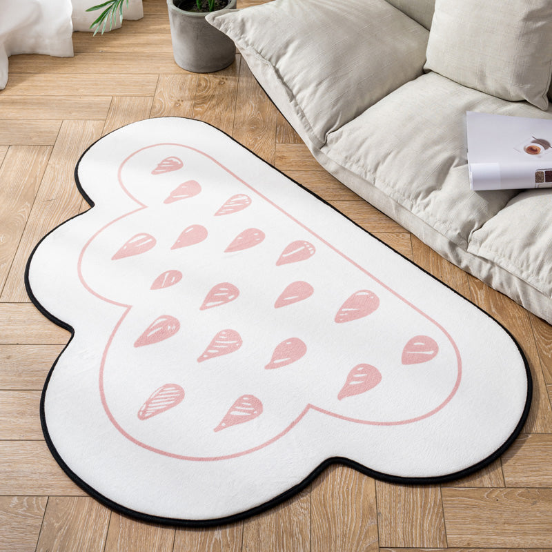Novelty Kids Area Rug Multi Color Raindrop Cloud-Shaped Rug Anti-Slip Backing Washable Pet Friendly Carpet for Bedroom Pink Clearhalo 'Area Rug' 'Rug' 2106422