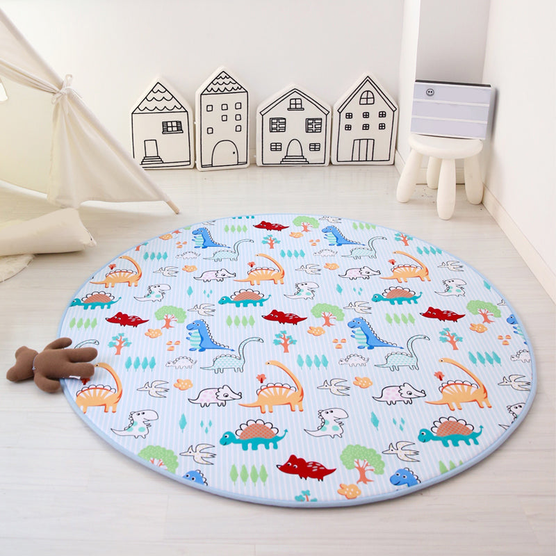 Multi-Color Animal Rug Cotton Kids Style Rug Easy Care Anti-Slip Backing Carpet for Playroom Blue Clearhalo 'Area Rug' 'Rug' 2106435